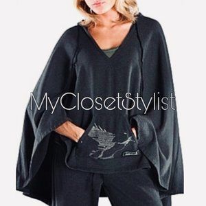 DA-NANG Hooded Cape Jacket! Embroidered Bird NWT S